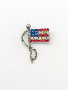 Vintage Sparkling American Flag Brooch