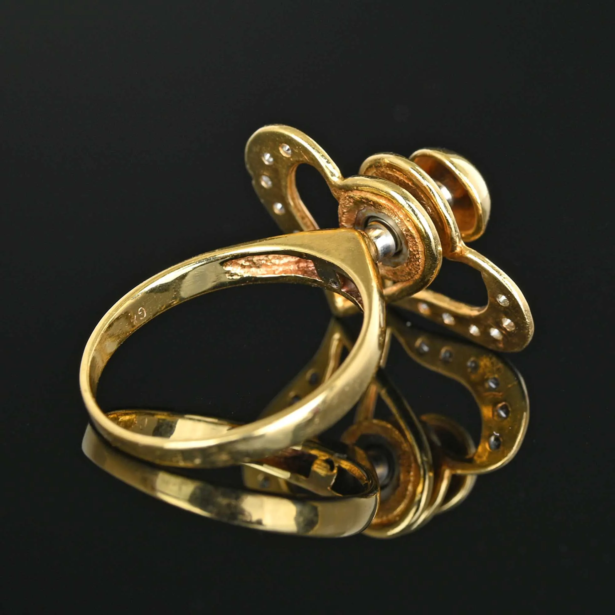 Vintage Spinning Diamond Heart Ring in 14K Gold