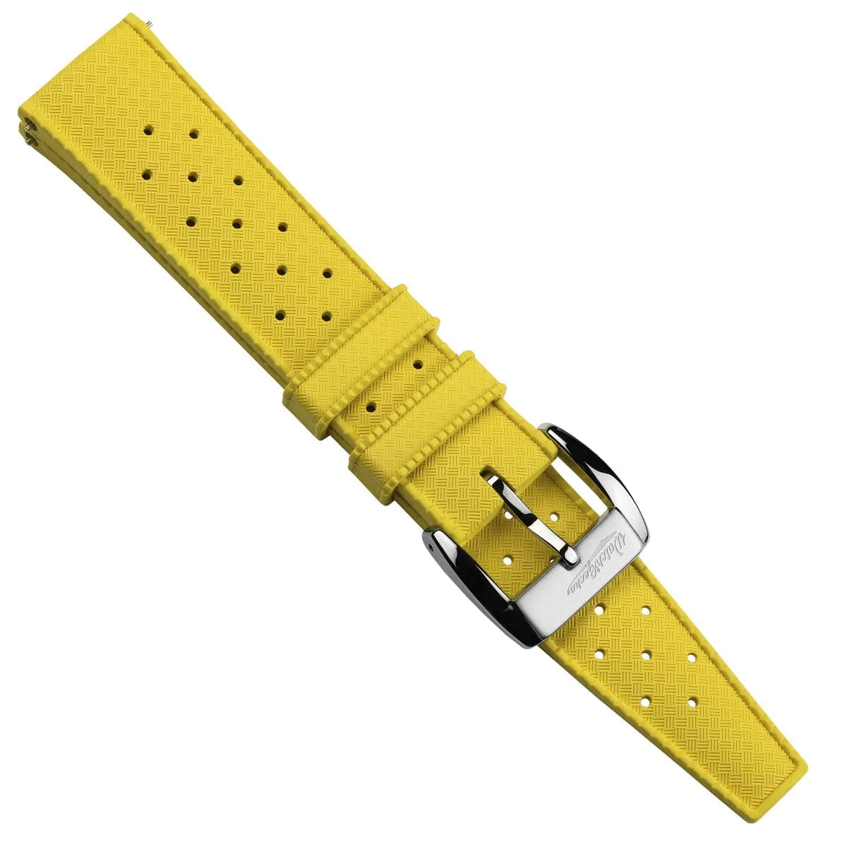 WatchGecko Vintage Tropical Style FKM Rubber Watch Strap - Yellow