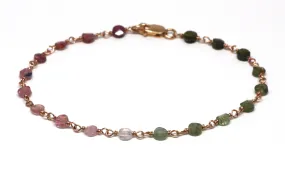 Watermelon Tourmaline Bracelet in Wire Wrapped Rose Gold