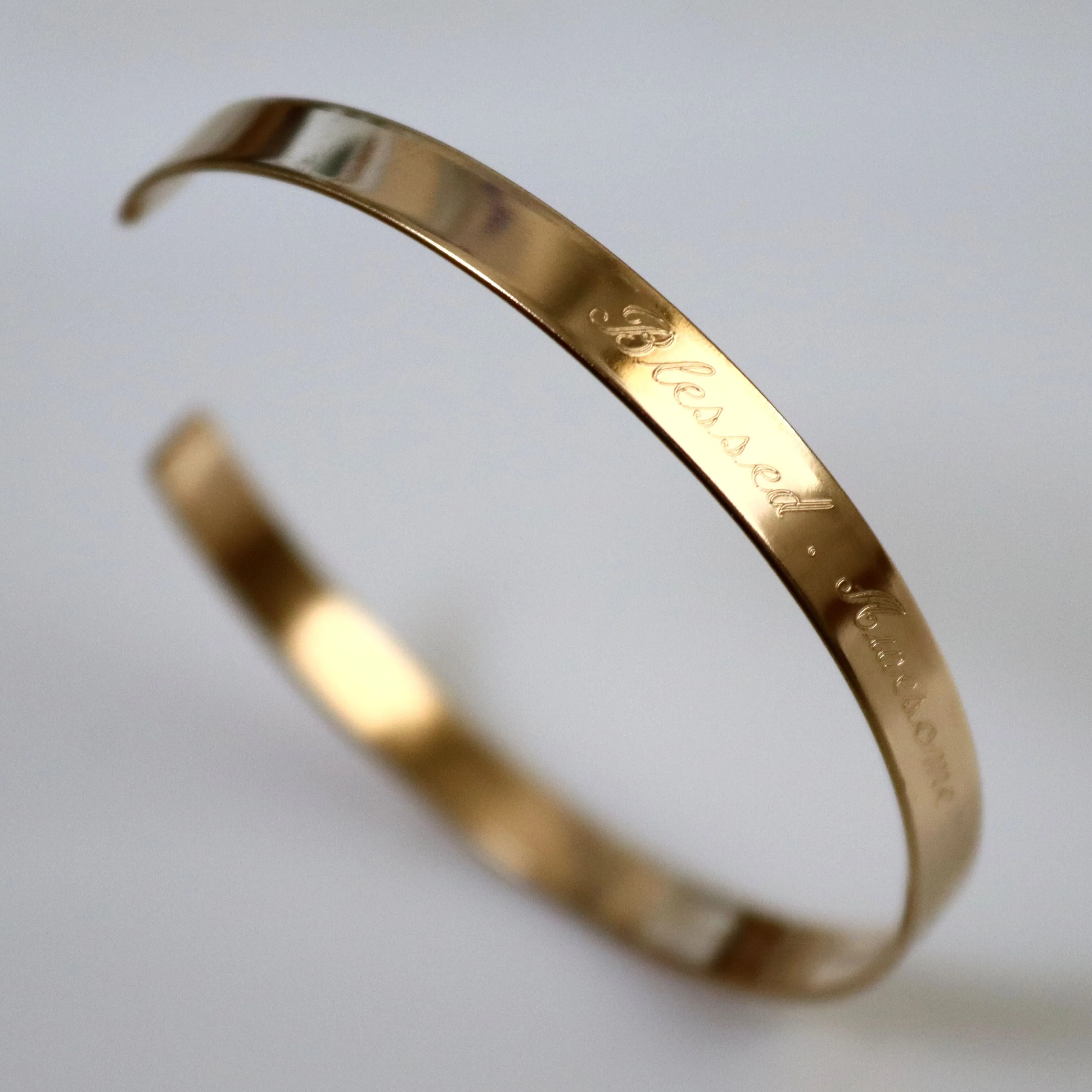 Women personalized stacking gold cuff - 5mm Engraved bangle bracelet