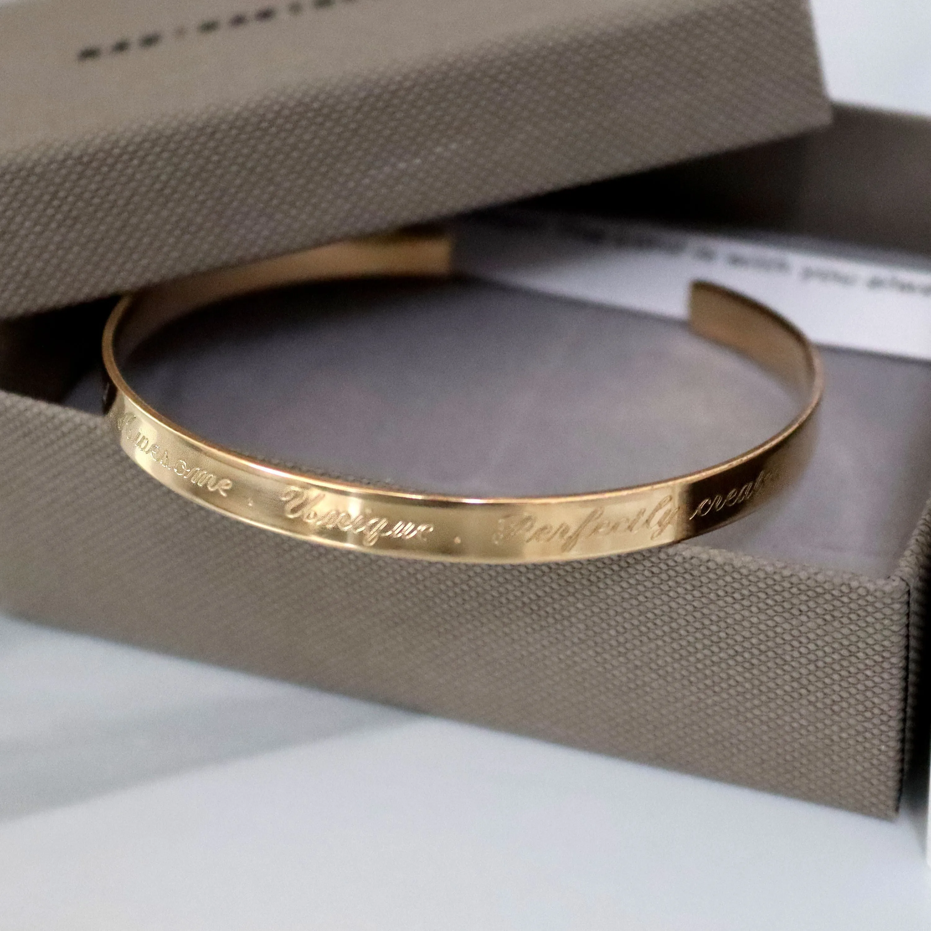 Women personalized stacking gold cuff - 5mm Engraved bangle bracelet