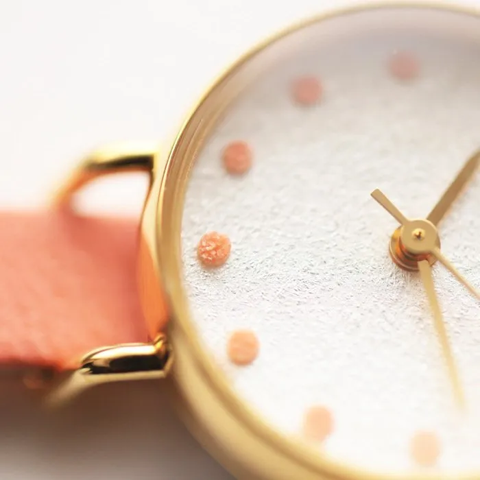 Women's Wristwatch - Coral, Japanese handmade wrist watch