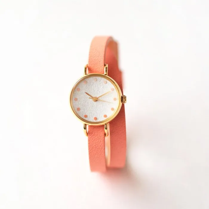 Women's Wristwatch - Coral, Japanese handmade wrist watch