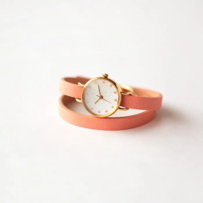 Women's Wristwatch - Coral, Japanese handmade wrist watch