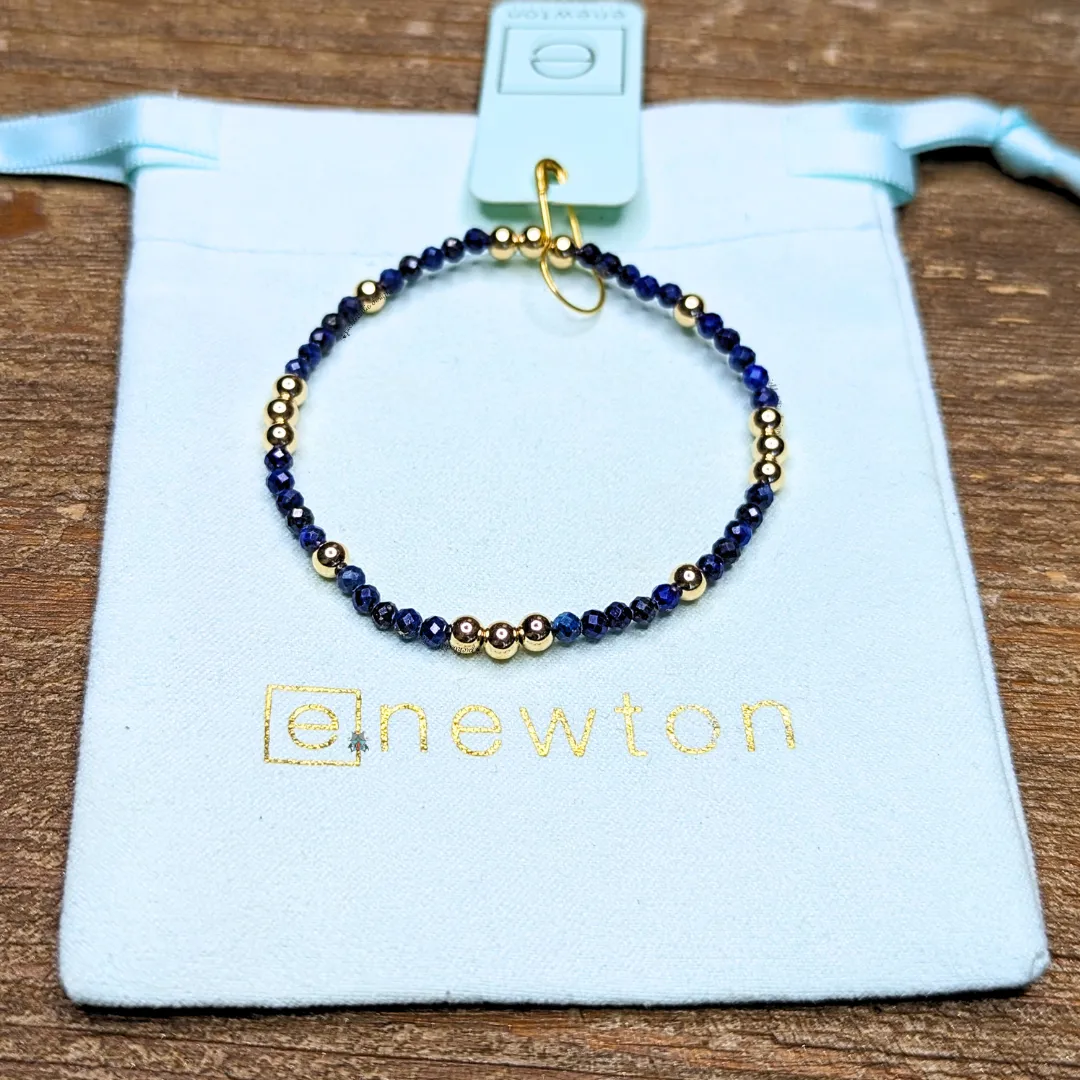 Worthy Pattern 3mm Bead Bracelet - Lapis