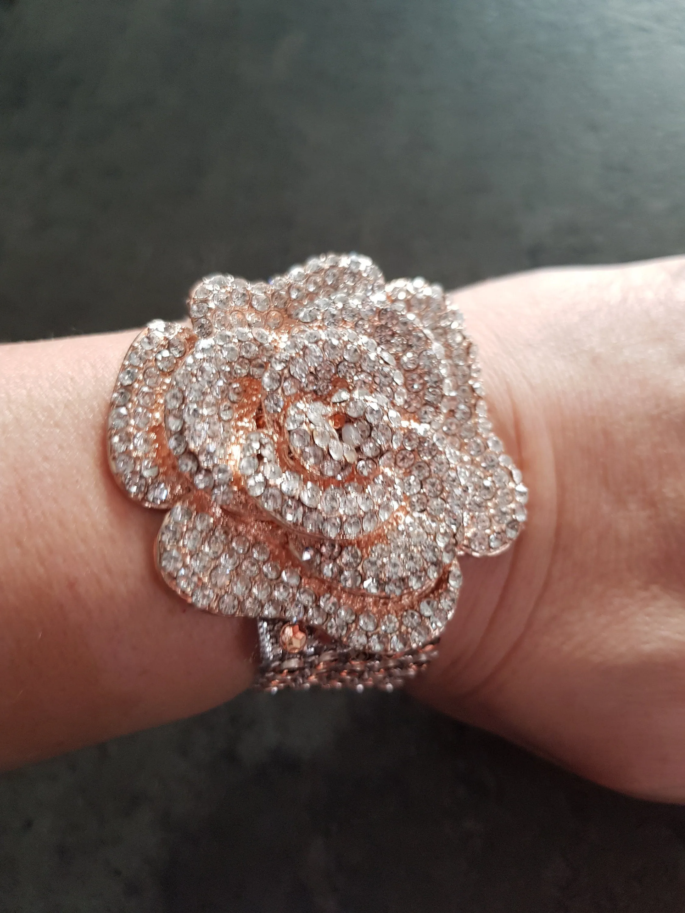 Wrist corsage  4 pieces ,Crystal Rose Wedding Cuff, bridesmaid Bracelet,  Rose gold by Crystal wedding uk