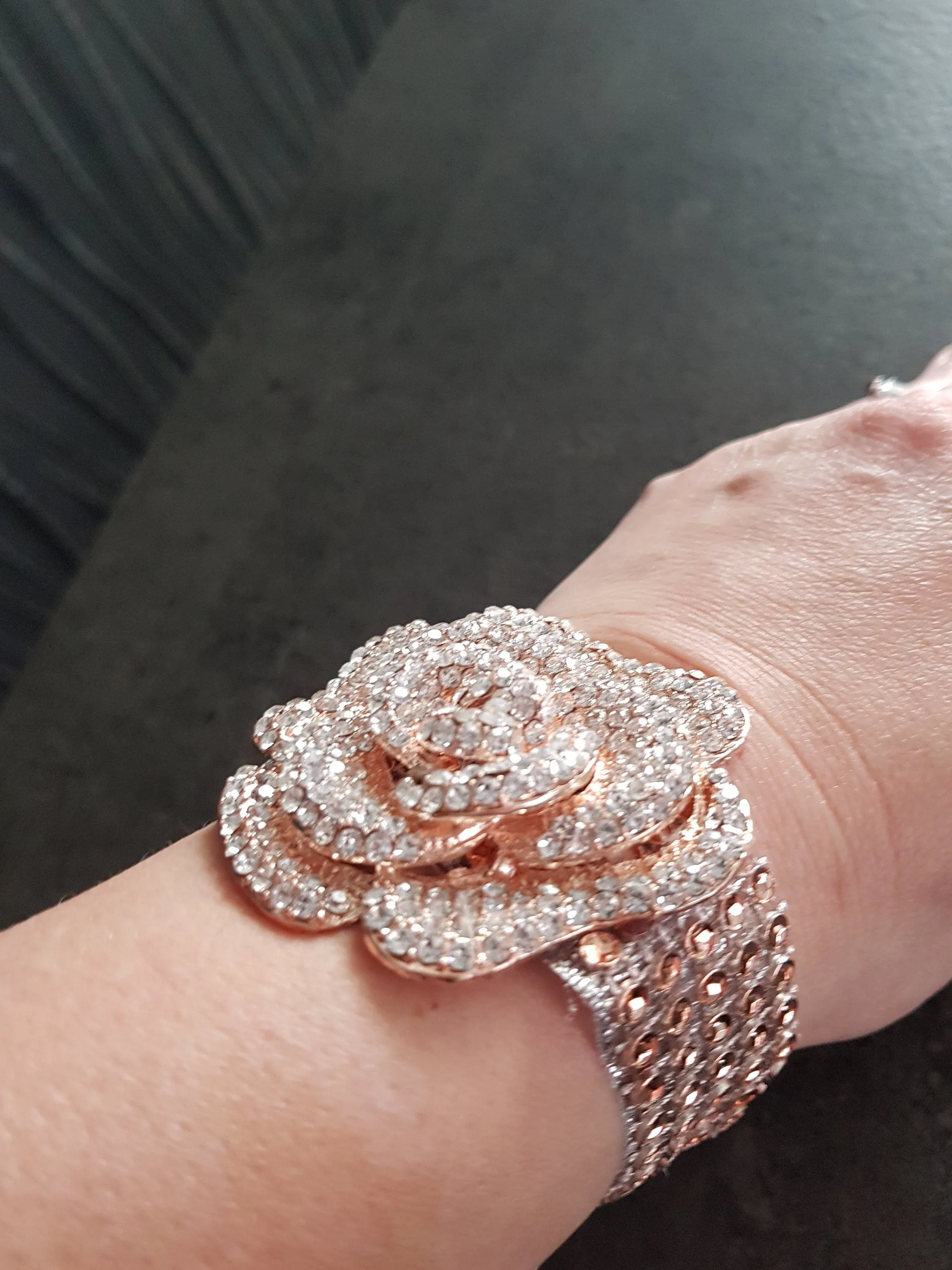 Wrist corsage  4 pieces ,Crystal Rose Wedding Cuff, bridesmaid Bracelet,  Rose gold by Crystal wedding uk