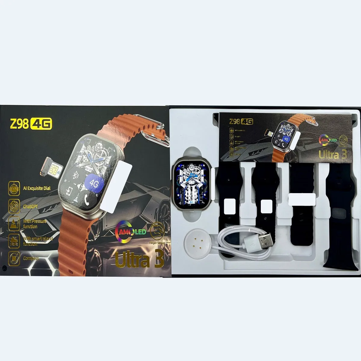 Z98 4G Amoled Compass Smart Watch - SIM